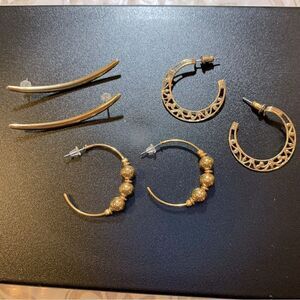 Dainty Gold Tone Pierced Earrings Set of 3